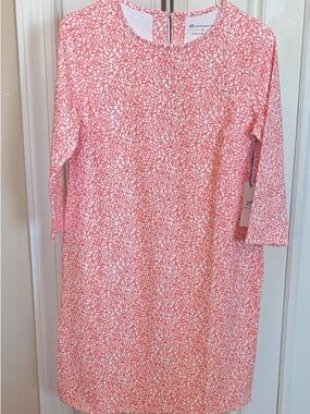 Southern Tide Coral and White Shift Dress